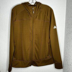 Eddie Bauer First Ascent Jacket Womens XL Brown Hooded Full Zip Hiking Outdoor